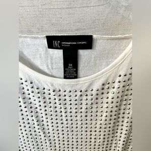 INC International Concepts women’s plus white illusion sequined tank, size 3X